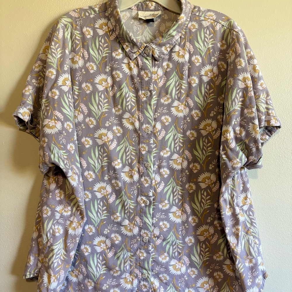 Universal Thread Floral Button Down Shirt - Gray and White